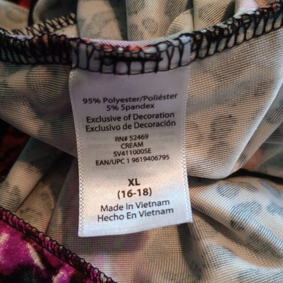 2 PC Sofia Vegara Intimates PJ Set XL (16-18) Black Pink Floral Print. - Picture 9 of 12